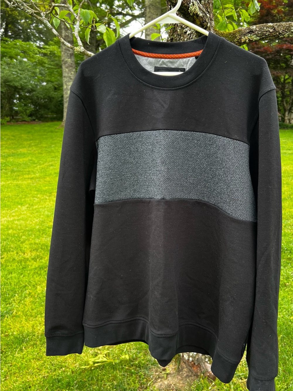 Ted Baker Black Crewneck Sweatshirt with Gray Chest Panel